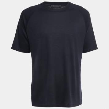 Pre Owned Ermenegildo Zegna Black Wool Crew Neck Half Sleeve T-Shirt L