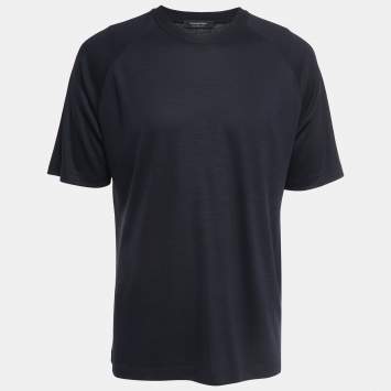 Pre Owned Ermenegildo Zegna Black Wool Crew Neck Half Sleeve T-Shirt L
