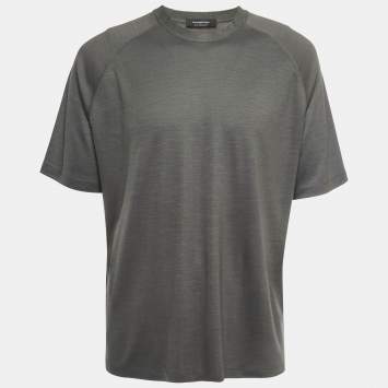 Pre Owned Ermenegildo Zegna Military Green Wool Crew Neck Half Sleeve T-Shirt XL