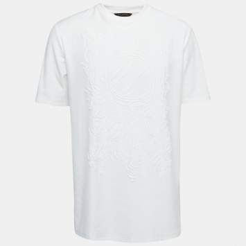 Pre Owned Ermenegildo Zegna Couture White Logo Detail Cotton Crew Neck T-Shirt XXL