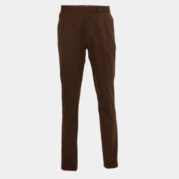 Pre Owned Ermenegildo Zegna Brown Cotton Tailored Trousers XL