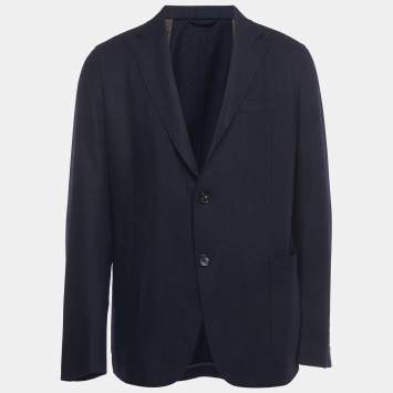 Pre Owned Ermenegildo Zegna Navy Blue Wool Blend Single Breasted Blazer XXL