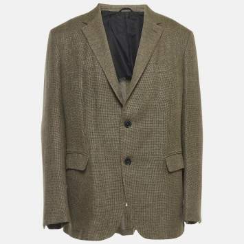 Pre Owned Ermenegildo Zegna Brown Wool Blend Singe Breasted Blazer XXXL