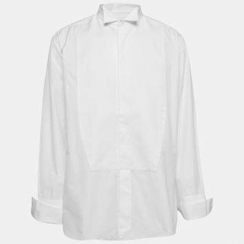 Pre Owned Ermenegildo Zegna White Pique Bib Cotton Tuxedo Shirt 4XL