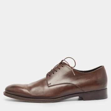 Pre Owned Ermenegildo Zegna Brown Leather Lace Up Derby Size 41.5