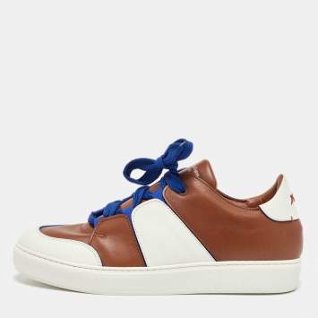 Pre Owned Ermenegildo Zegna Tri Color Leather Tiziano Low Top Sneakers Size 45