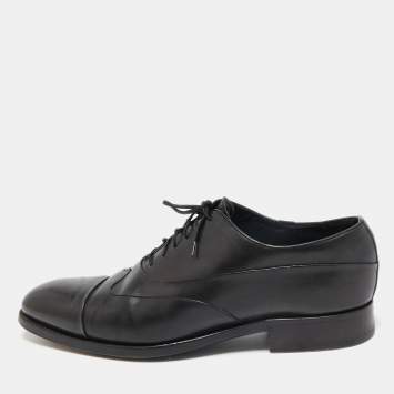 Pre Owned Ermenegildo Zegna Black Leather Lace Up Derby Size 43.5