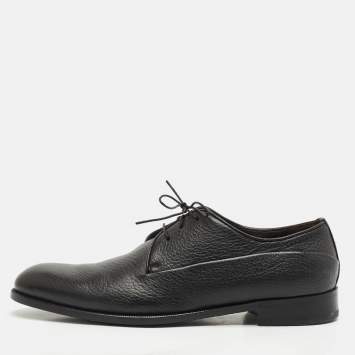 Pre Owned Ermenegildo Zegna Black Leather Lace Up Derby Size 42