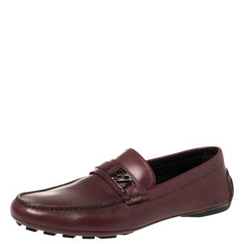 Pre Owned Ermenegildo Zegna Burgundy Leather Loafers Size 43