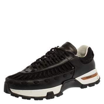 Pre Owned Ermenegildo Zegna Couture Black Leather and Mesh Claudio Sneakers Size 43