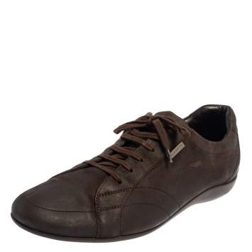 Pre Owned Ermenegildo Zegna Brown Canvas Low Top Sneakers Size 43.5
