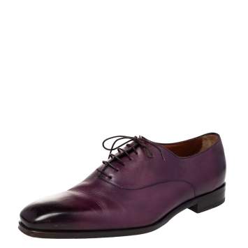 Pre Owned Ermenegildo Zegna Burgundy Leather Lace Up Oxfords Size 43