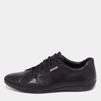 Pre Owned Ermenegildo Zegna Black Leather Low Top Sneakers Size 41.5