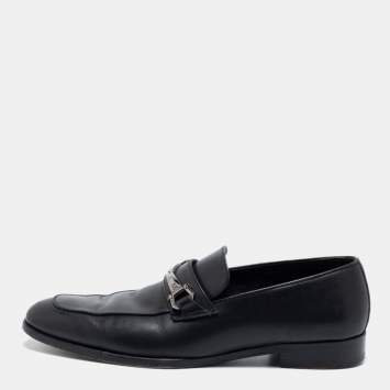 Pre Owned Ermenegildo Zegna Black Leather Buckle Loafers Size 41.5