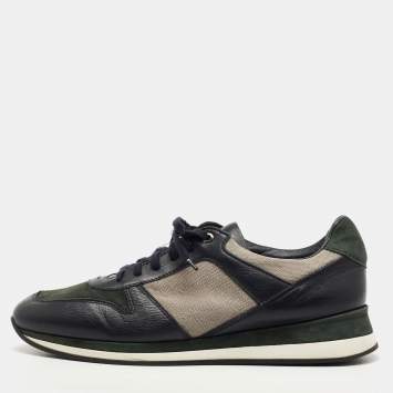 Pre Owned Ermenegildo Zegna Tricolor Suede, Leather and Canvas Low Top Sneakers Size 44