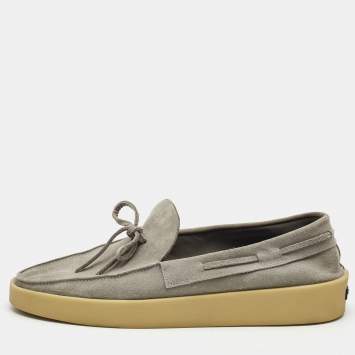 Pre Owned Ermenegildo Zegna Grey Suede Slip On Loafers Size 43