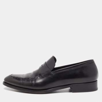 Pre Owned Ermenegildo Zegna Black Leather Penny Loafers Size 43 
