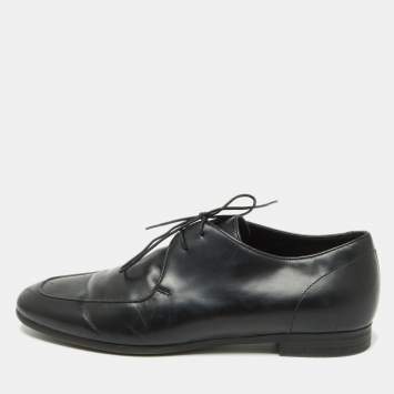 Pre Owned Ermenegildo Zegna Black Leather Oxfords Size 41