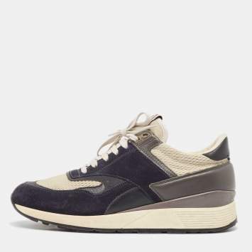 Pre Owned Zegna Black/Grey Suede and Fabric Athletic Sneakers Size 42.5
