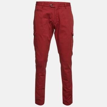Pre Owned Etro Red Cotton Cargo Pants XL/Waist 36"