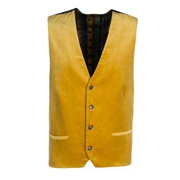 Pre Owned Etro Mustard Yellow Velvet Silk Panel Detail Minete Vest L