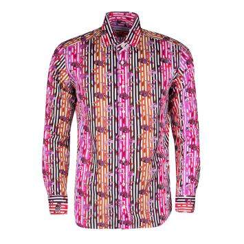 Pre Owned Etro Multicolor Fish Print Striped Cotton Long Sleeve Button Front Shirt XL
