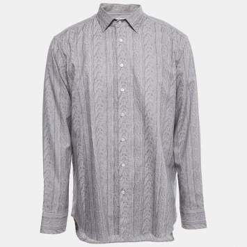 Pre Owned Etro Grey Printed Cotton Button Front Shirt 2XL