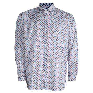 Pre Owned Etro White Paisley Motif Long Sleeve Button Front Cotton Shirt XL