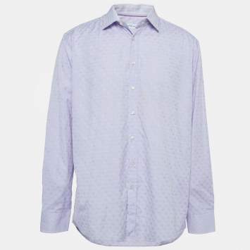 Pre Owned Etro Purple Paisley Patterned Cotton Shirt XL