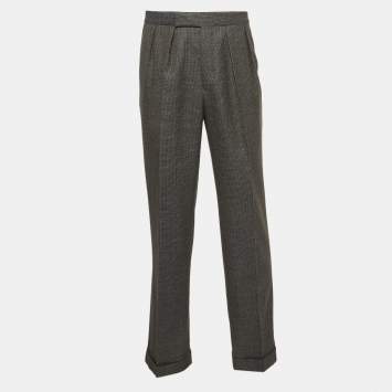 Pre Owned Etro Grey Patterned Wool Formal Trousers XL