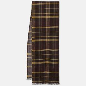 Pre Owned Etro Purple/Beige Checked Wool & Silk Scarf