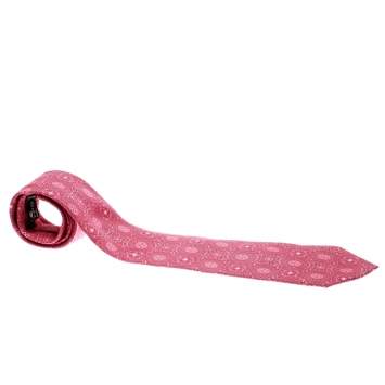 Pre Owned Etro Pink Printed Silk Traditional Tie 