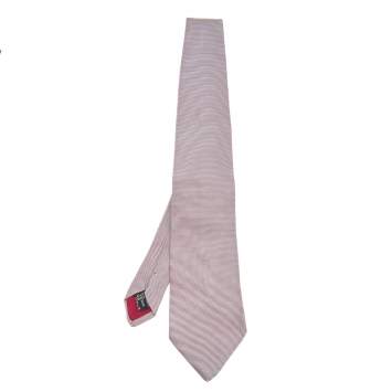 Pre Owned Etro Silver Striped Silk Tie 