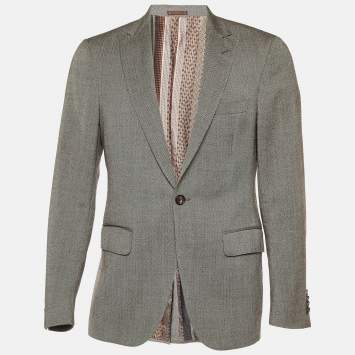 Pre Owned Etro Brown Wool Single Breasted Blazer M 
