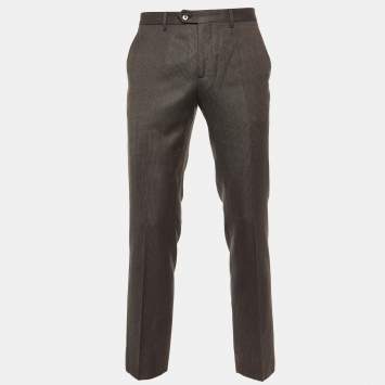 Pre Owned Etro Brown Patterned Silk and Wool Trousers M
