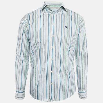 Pre Owned Etro Multicolor Stripe Print Button Front Shirt S