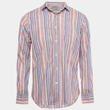 Pre Owned Etro Multicolor Cotton Jacquard Button Front Shirt M