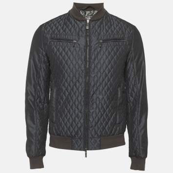Pre Owned Etro Navy Blue Synthetic Bomber Jacket S