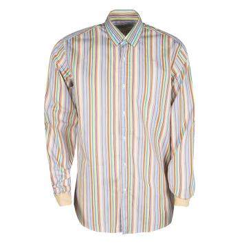 Pre Owned Etro Multicolor Striped Cotton Contrast Cuff Detail Long Sleeve Shirt L