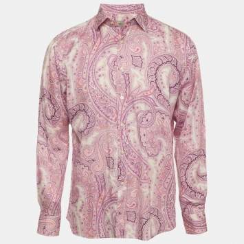 Pre Owned Etro Pink Paisley Print Cotton Long Sleeve Shirt XXL
