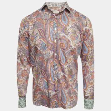 Pre Owned Etro Multicolor Paisley Print Cotton Long Sleeve Shirt M