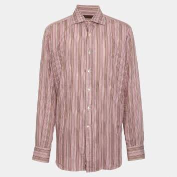مملوكة مسبقًا Etro Multicolor Stripe Cotton Long Sleeve Shirt XL