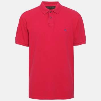 Pre Owned Etro Hot Pink Cotton Pique Polo T-Shirt XL