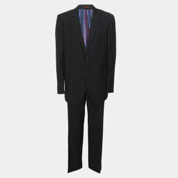 مملوكة مسبقًا Etro Dark Navy Pin Stripe Wool Blend Suit Sets XXXL