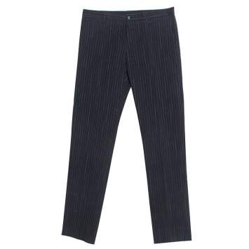 Pre Owned Etro Black Pin Striped Cotton Tailored Tousers S