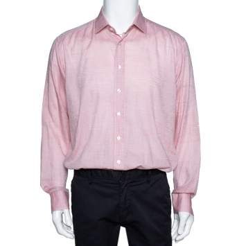 Pre Owned Etro Light Pink Paisley Patterned Long Sleeve Shirt XXL