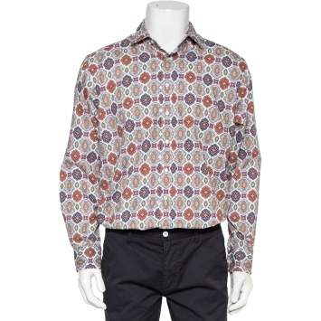 Pre Owned Etro Multicolor Printed Cotton Button Front Shirt XL