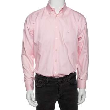 Pre Owned Etro Light Pink Cotton Button Down Shirt M