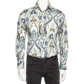 Pre Owned Etro Multicolored Paisley Print Cotton Button Front Shirt M