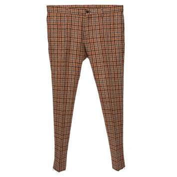 Pre Owned Etro Brown Checkered Wool Tapered Leg Pants M